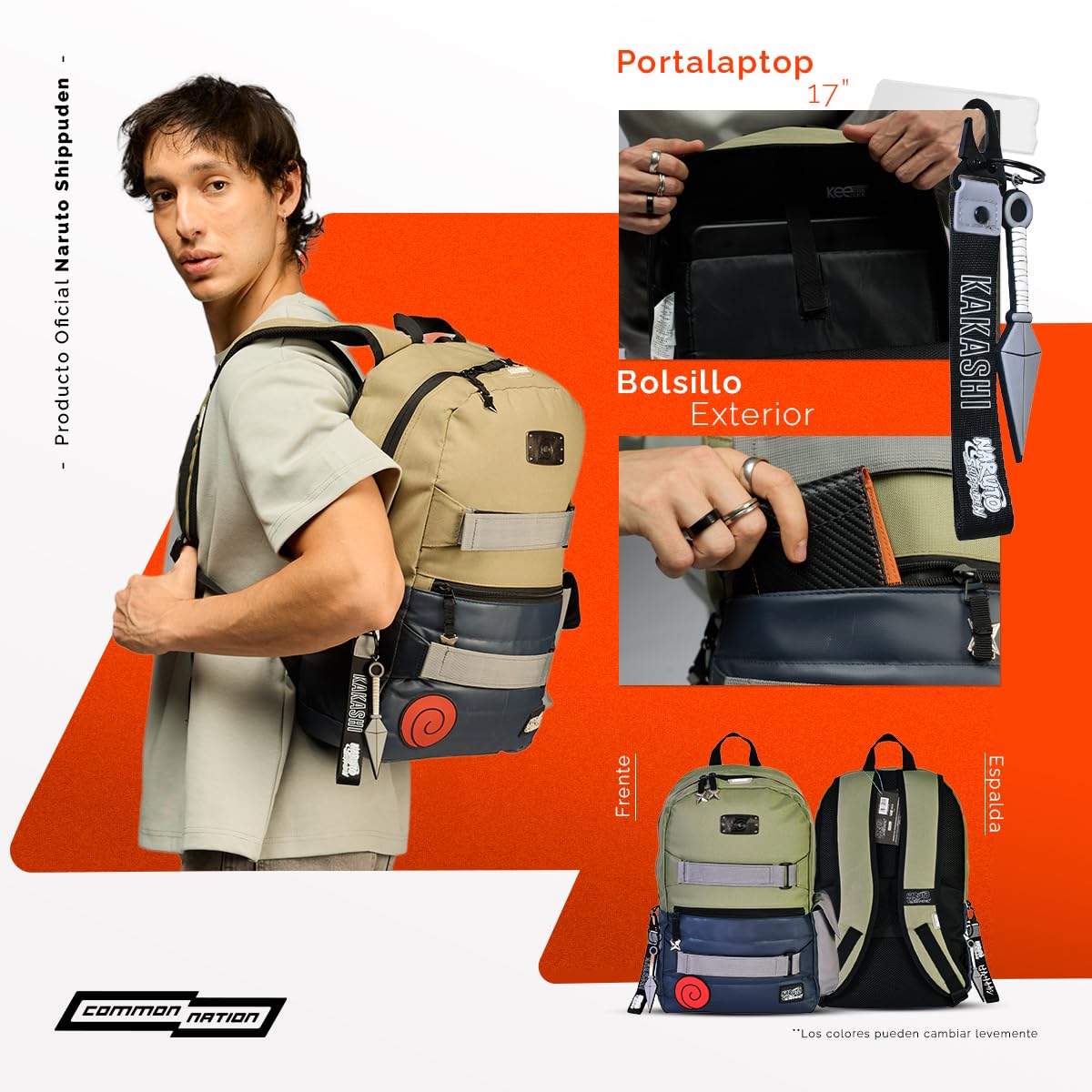 Naruto NTS005-BP156A Mochila Kakashi 19L, Verde, Grande