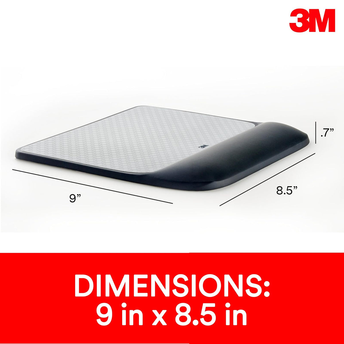 3M Precise Mouse Pad with Gel Wrist Rest, Soothing 3M Gel Technology and Satin Smooth Cover for All Day Comfort, Optical Mouse Performance and Battery Saving Design, Interlace (MW85B)