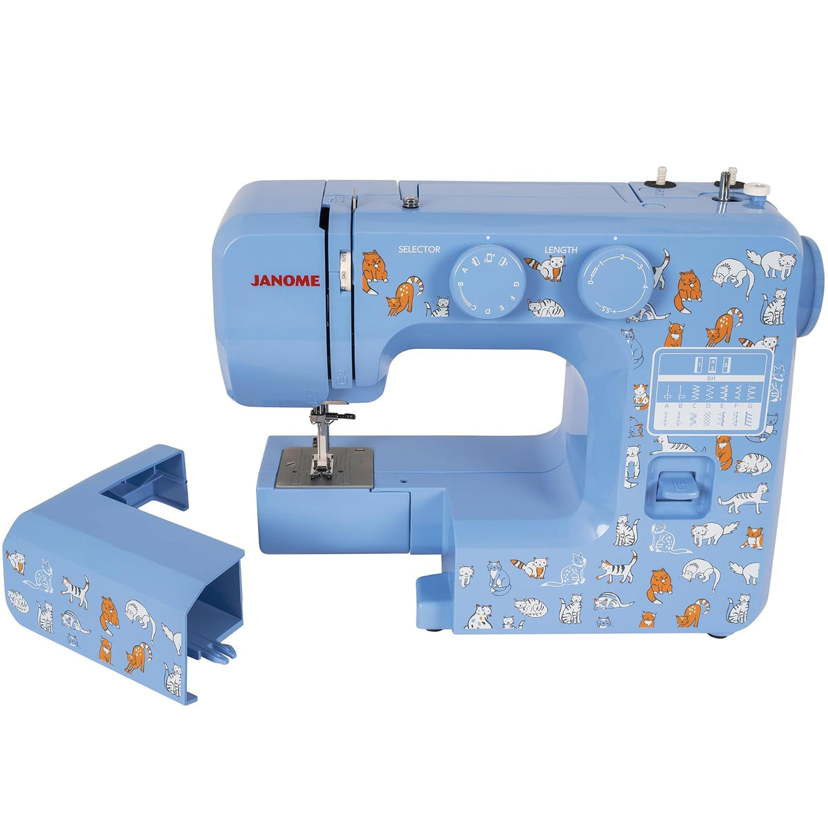 Janome Cat Fancy - Máquina de coser fácil de usar con marco interior de metal, diagrama de bobina, videos tutoriales, fabricada pensando en principiantes, multicolor