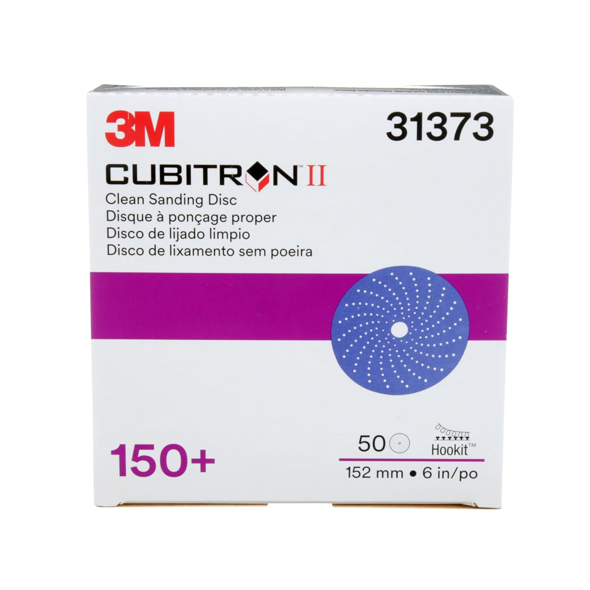 Hookit 3M Cubitron II Disco Púrpura G + '' Automotriz | 50 discos, prácticamente sin polvo, múltiples orificios, alto rendimiento, larga duración