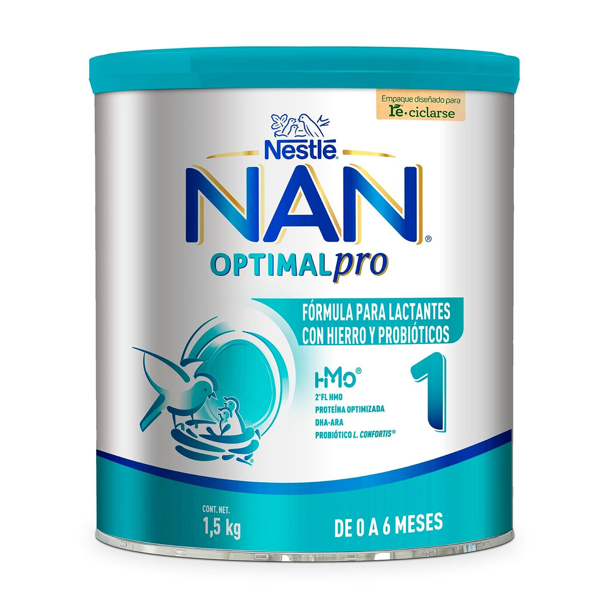 NAN 1 Optimal Pro Fórmula Para Lactantes a Base de Leche Etapa1 Lata 1.5 Kg