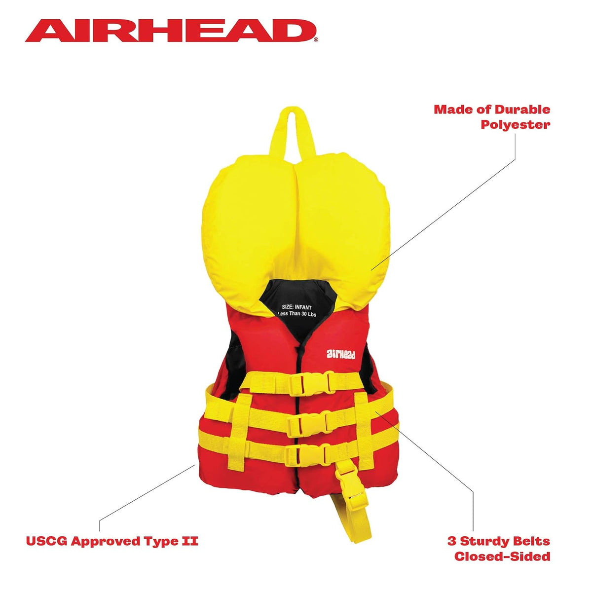 Airhead Infant General All Purpose Life Jacket - Infants 15-30lbs, US Coast Guard Approved