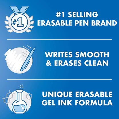 PILOT Frixion Synergy Clicker - Bolígrafos borrables, retráctiles y recargables, punta extrafina de 0,5 mm, 6 bolígrafos de tinta azul + 6 recambios