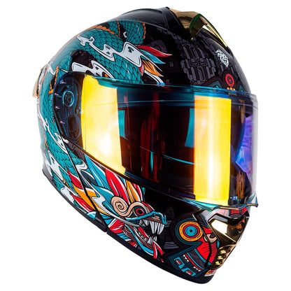 KOV Casco Thunder Quetzalcoatl Verde Abatible Dot Talla L