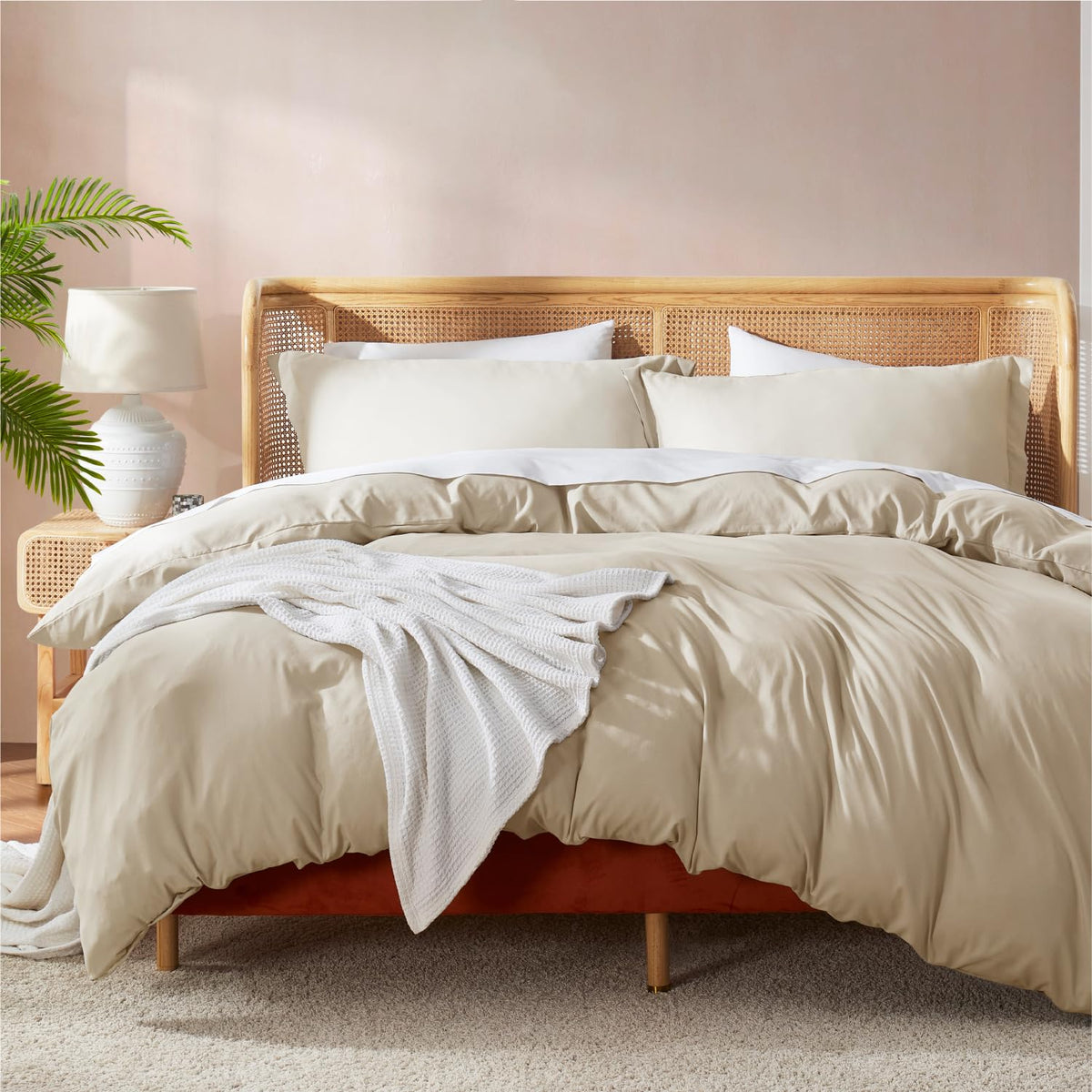 Nestl Bedding Juego de Funda para Edredón 3 Piezas, Microfibra - Beige - Individual