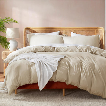 Nestl Bedding Juego de Funda para Edredón 3 Piezas, Microfibra - Beige - Individual