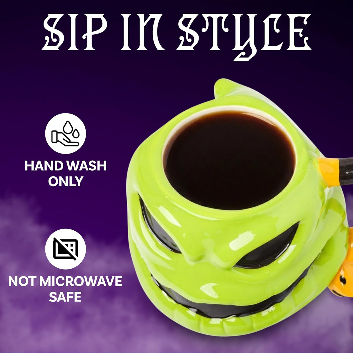 Silver Buffalo Disney Nightmare Before Christmas Oogie Boogie - Taza esculpida 3D de cerámica, 20 onzas