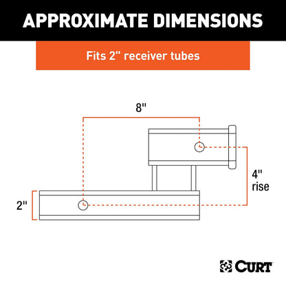 CURT 45798 - Adaptador de Enganche para Remolque, Receptor de 2 Pulgadas, caída o elevación de 4 Pulgadas, 7 Libras