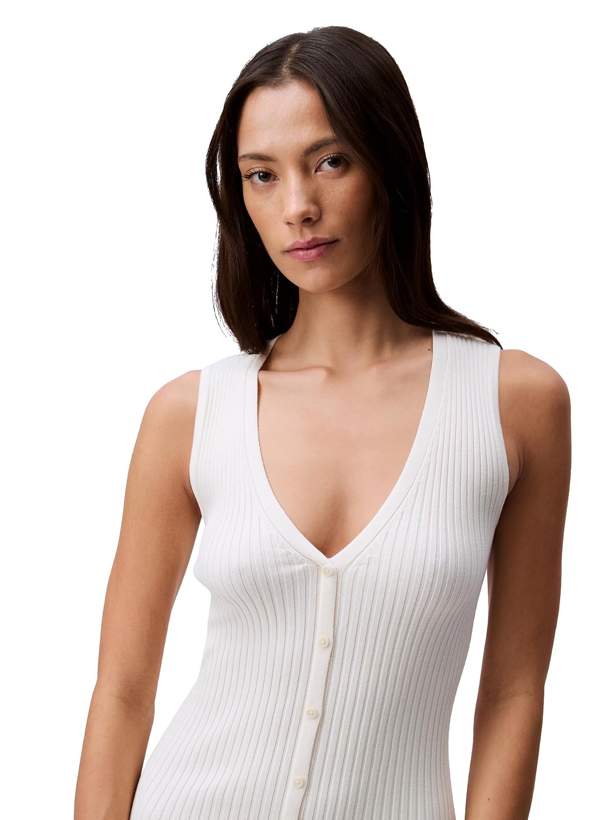 Calvin Klein Cotton Rib V-Neck Polo Dress Vestido Mujer