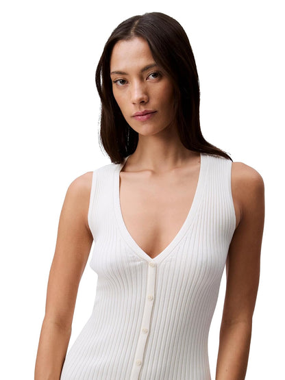 Calvin Klein Cotton Rib V-Neck Polo Dress Vestido Mujer