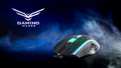 NACEB TECHNOLOGY - Mouse Óptico Gamer NA-592NE USB con 1200 DPI Ajustable - Diseño Ergonómico Ambidiestro, 4 Botones y Cable 1.5 m - Color Negro