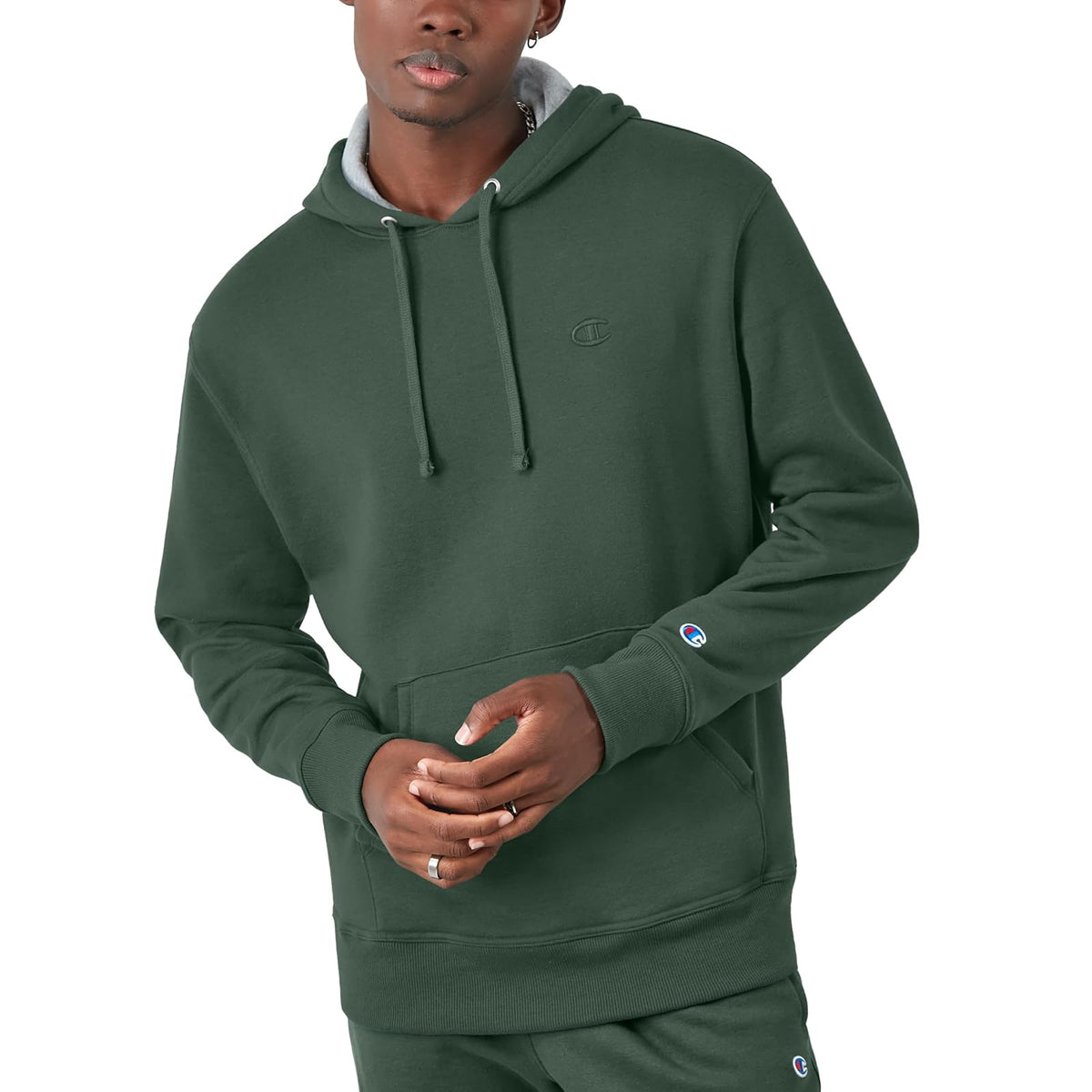 Champion Sudadera Powerblend con Capucha para Hombre - G - Verde oscuro