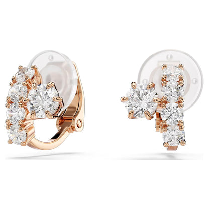 Pendientes de clip Matrix, Talla redonda, Blancos, Acabado en oro rosa de 18 quilates