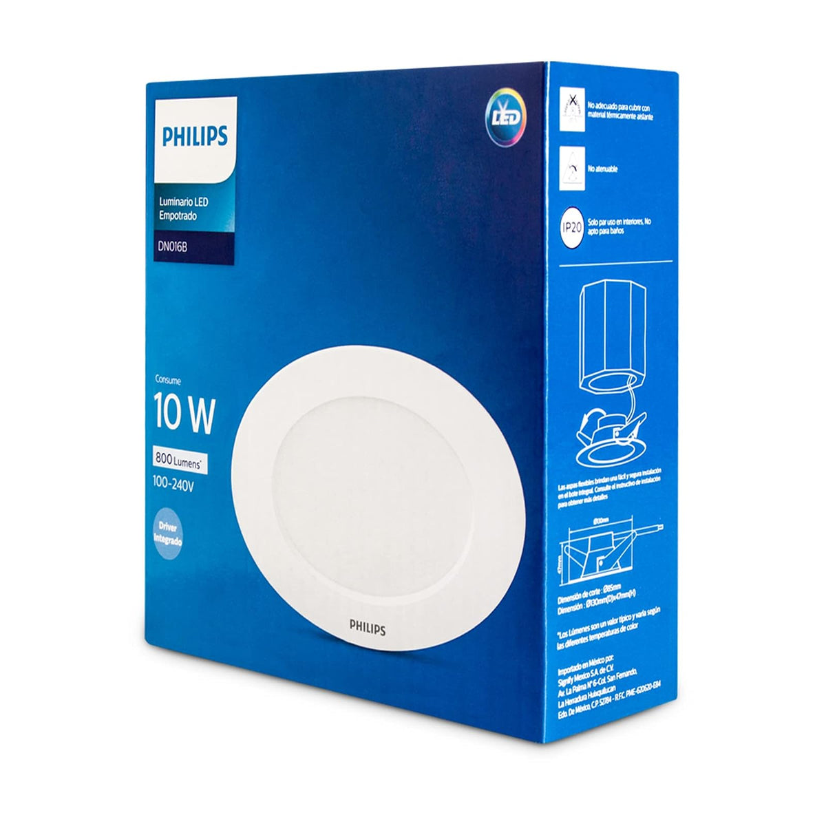 Philips LED Downlight 10 watts DN016B 3.5" luz fría - no atenuable