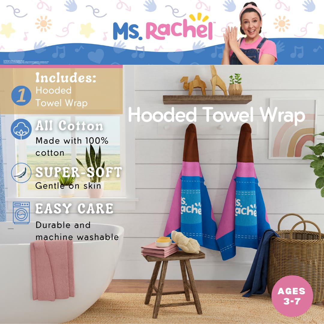 Ms. Rachel Kids - Toalla de Toalla de Rizo de algodón Suave súper Suave para baño/alberca/Playa, 24 x 50 Pulgadas, (Producto Oficial de Licencia) por Franco