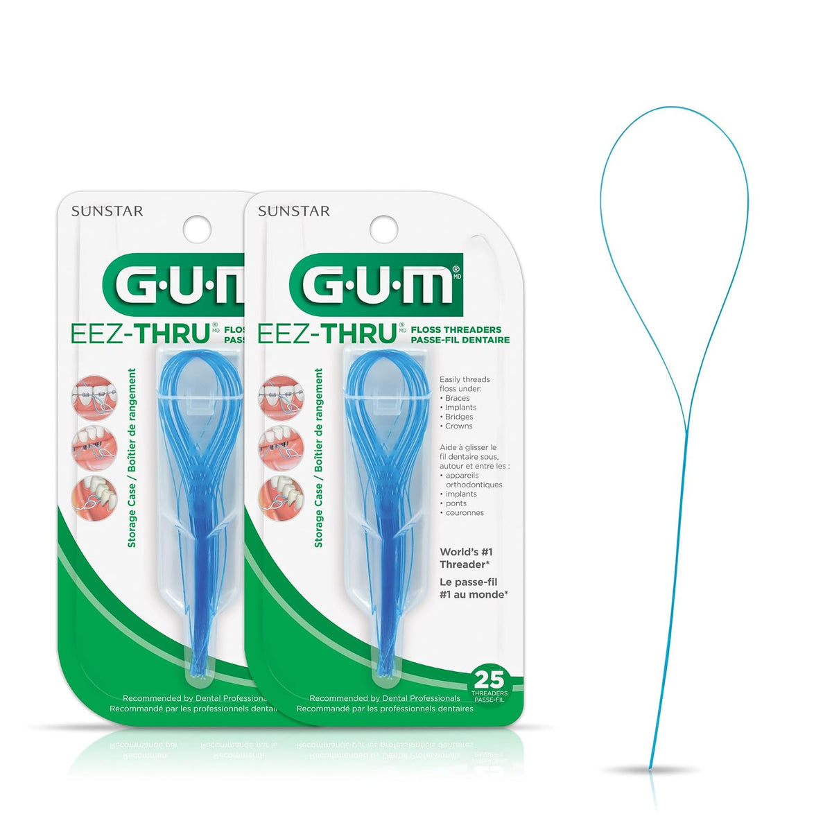 GUM Eez-Thru Floss Threaders -- 25 Pieces - 2pc