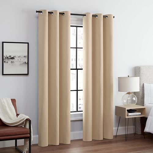 Eclipse Andover - Cortinas Opacas térmicas con Ojales para recámara (2 Paneles), 42 x 84 Pulgadas, Color Beige