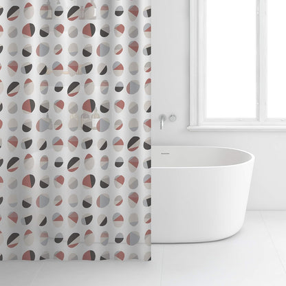 RAYEN | Cortinas de baño | Cortina de Ducha o bañera | Impermeable | PVA | Translúcido | Anillos de PVC | Incluye 12 Ganchos | 180 x 200 cm | Blanco con Cabezales de Colores