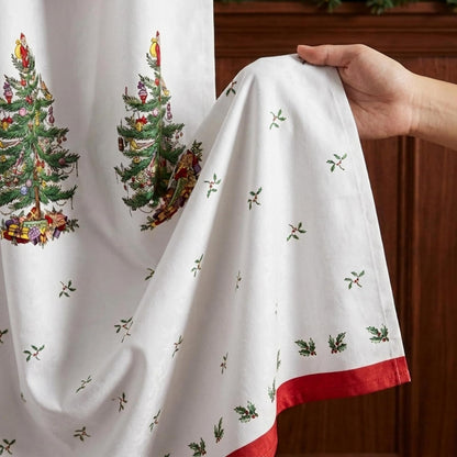 Avanti Linens Spode - Cortina de Ducha de Tela, decoración de baño navideño, colección de árbol de Navidad, 72 Pulgadas