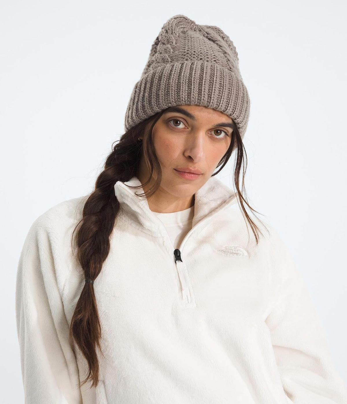 The North Face Oh Mega Beanie para Mujer, Ajuste clásico, Sombrero de Invierno con Textura de Punto de Cable Suave, puño Ajustable