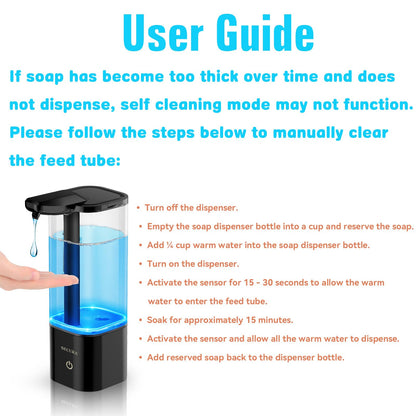 Secura 18.6 oz. Dispensador Automático de Jabón, Dispensador de Jabón Líquido sin Contacto con Temporizador de 25 Segundos, Ajuste de Volumen Controlado por Distancia de 3 Engranajes