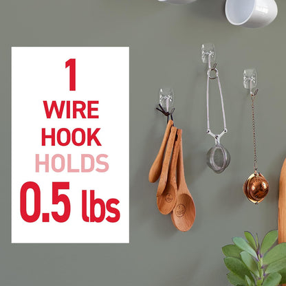 Command Small Clear Wire Hooks Clear Small Wire Hooks, 10 Hooks, 12 Strips (CL067-10NA) - Easy To Open Packaging