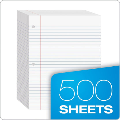 Oxford 62330 - Papel de relleno con rayas de 8 x 10-1/2 pulgadas de ancho, perforador de 3 agujeros, papel de cuaderno de hojas sueltas para carpetas de 3 anillos, 500 hojas (62330), blanco