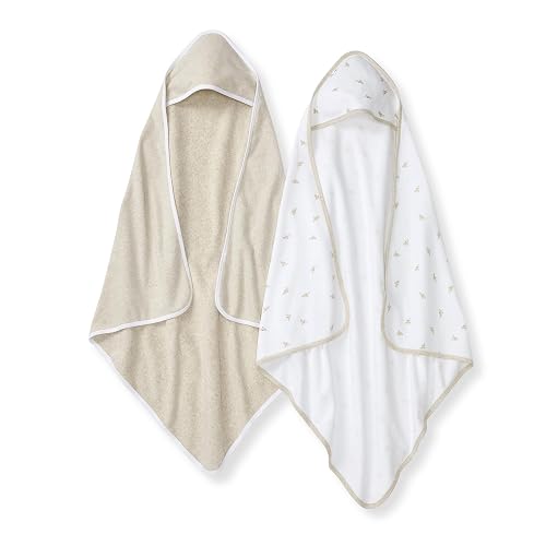 Burt's Bees Baby Toalla con Capucha Algodón Orgánico | Paquete de 2, 29x29 pulgadas, rizo de punto absorbente, 100% algodón orgánico GOTS