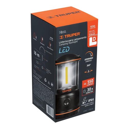 Truper LACA-3D Lámpara LED de campamento, tipo farol, incluye 3 pilas D, pack of/paquete de 1