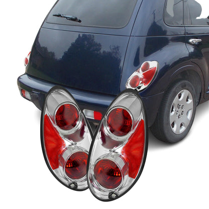 Torchbeam Conjunto Luz Trasera PT Cruiser 2001-2005 | Lente Transparente Carcasa Cromada, Luces Traseras Lámparas Freno Lado Conductor Pasajero