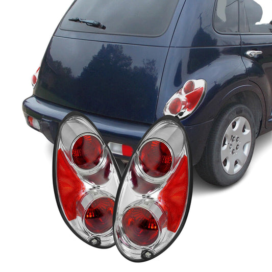 Torchbeam Conjunto Luz Trasera PT Cruiser 2001-2005 | Lente Transparente Carcasa Cromada, Luces Traseras Lámparas Freno Lado Conductor Pasajero