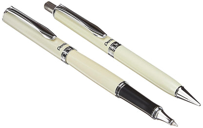 Set de bolígrafo de gel y lápices Pentel con caja de regalo, plateado - Black, Cream
