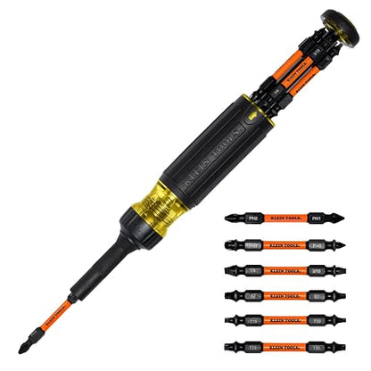 KLEIN TOOLS 32313HD | Desarmador De Impacto 13 En 1 |Puntas Intercambiables | Desarmador con matraca para cambios rápidos; sus puntas intercambiables agilizan ajustes y facilitan el trabajo diario.