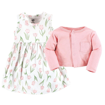 Hudson Baby Cotton Dress and Cardigan Set Vestido informal bebés niñas