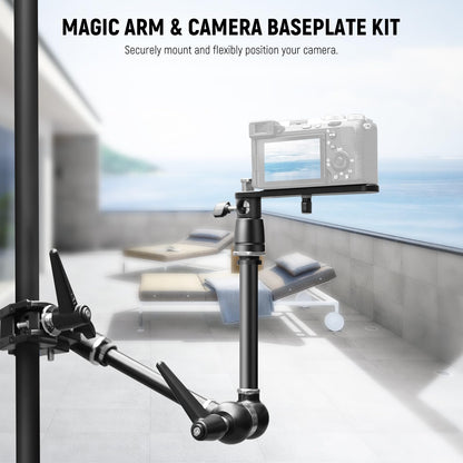 NEEWER 21" Brazo Mágico Montaje Cámara con Super Clamp,Soporte Escritorio Superior con 360° Cabezal Bola Dual,Adaptador Perno 1/4" 3/8" 5/8" para PA073 PA074 Phone Cage Rig DSLR Cámara Monitor, UA018