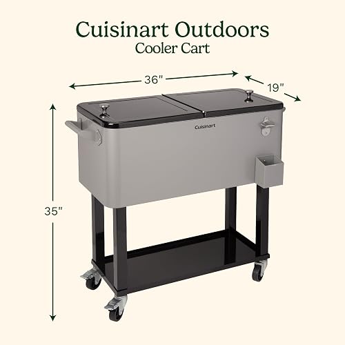 Cuisinart Hielera Portátil Capacidad de 100 Latas con Abrebotellas | Capacidad 100 latas o 50 botellas, Doble tapa para acceso rápido, Mantiene frío hasta 48 horas. Con estante inferior.