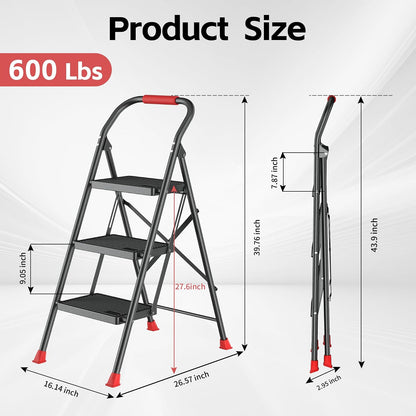 DIAMONDFORGE Escalera de 3 escalones 600 Libras Rojo