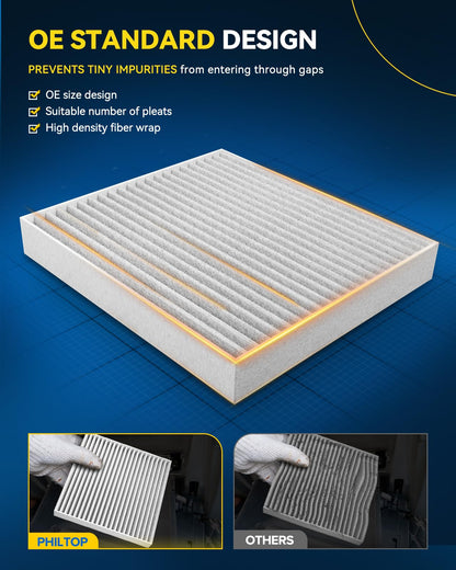 PHILTOP Filtro de aire de cabina, repuesto para CF11966, Impala, Malibu, Cruze, Colorado, Camaro, Traverse, Equinoccio, Acadia, Cañón, Terreno, Enclave, Envision, Filtro de cabina con carbón activado, paquete de 1