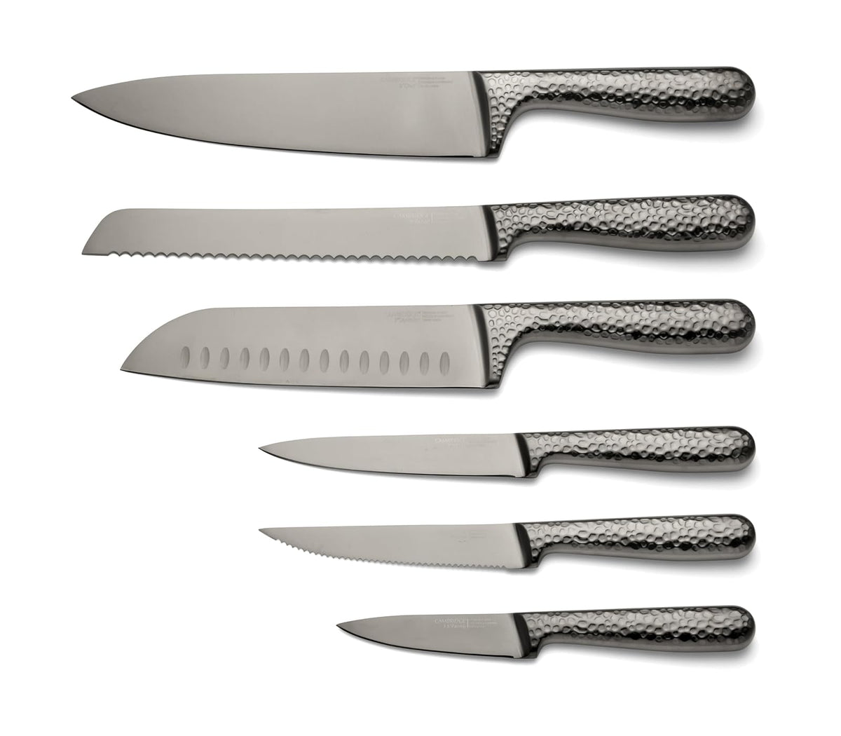 Cambridge Set de Cuchillos Nero Hammered Titanio 12 Piezas con Bloque, Acero Inoxidable, Lavado a Mano