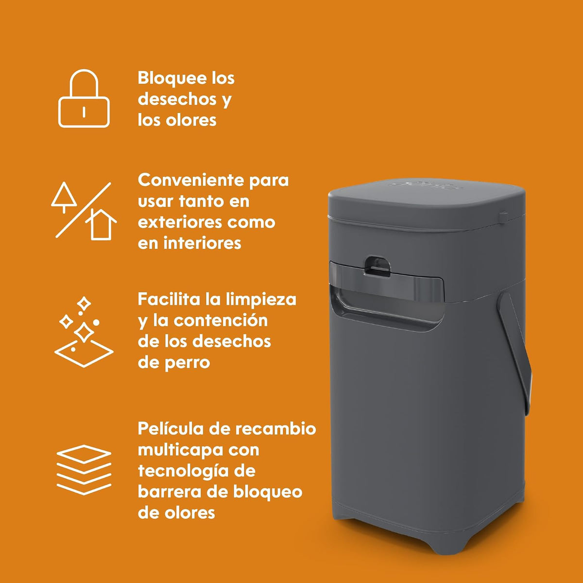 Pet Genie Sistema de desechos para Perros Bote de Basura con Control de olores y Tapa de Bloqueo para una Limpieza fácil | Incluye 1 Recambio