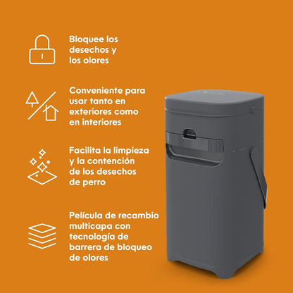 Pet Genie Sistema de desechos para Perros Bote de Basura con Control de olores y Tapa de Bloqueo para una Limpieza fácil | Incluye 1 Recambio