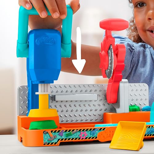 Play-Doh Banco de Herramientas, Juguetes creativos para Niños y Niñas, con 5 latas de Masa moldeable y Diferentes Accesorios, +3 años