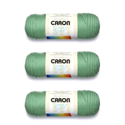 Caron Simply Soft Estambre Acrílico, Paquete de 3 Madejas de 170 g - Salvia - Paquete de 3
