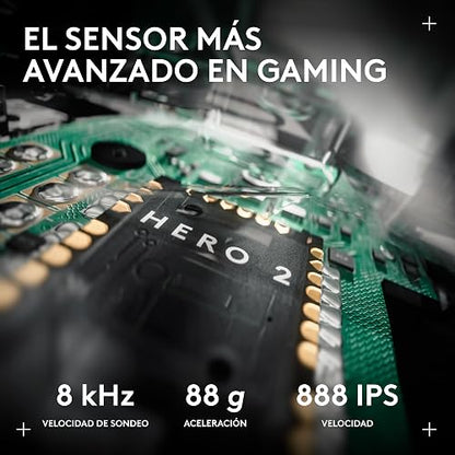 Logitech G Pro X2 SUPERSTRIKE Lightspeed - Mouse inalámbrico Gaming, Ultraligero 61 g, Sensor Hero 2 de 44,000 dpi, clics con retroalimentación háptica Hits, Carga USB-C, para PC y Mac, Color Blanco