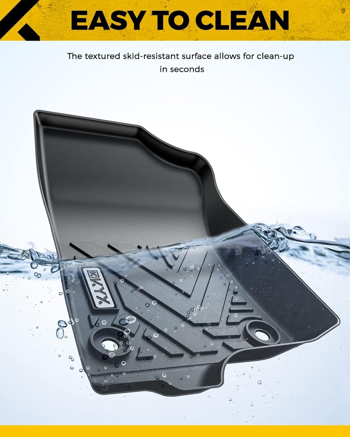 KYX Alfombrillas para Todo Clima para Toyota Tacoma Double Cab 18-24, Juego Completo de Goma TPE, Negro
