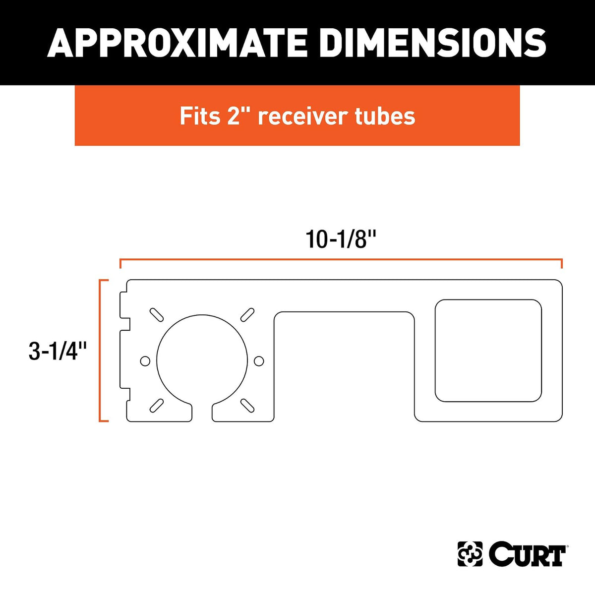 CURT Conector de Montaje para Receptor de 2 in Plano de 4/5 Vías y Redondo de 6/7 Vías, Negro, 58000