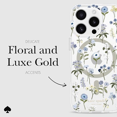 Kate Spade New York - Funda para iPhone 16 Pro, diseño de Flores Preciosas | Compatible con MagSafe - Funda ligera de diseño para iPhone 16 Pro con revestimiento antiarañazos y precioso diseño de flores