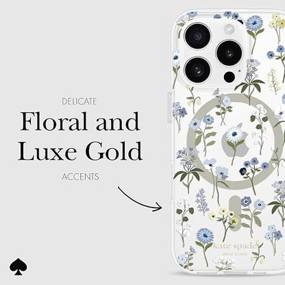 Kate Spade New York - Funda para iPhone 16 Pro, diseño de Flores Preciosas | Compatible con MagSafe - Funda ligera de diseño para iPhone 16 Pro con revestimiento antiarañazos y precioso diseño de flores