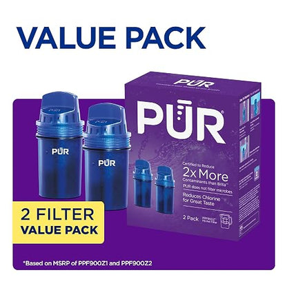 Filtro de repuesto para jarra de agua PUR Basic de 2 etapas, 1 paquete, filtros de repuesto para jarras de filtro de agua PUR, sabor y olor reducido al cloro, filtros proporcionan 40 galones/2 meses de agua filtrada, Básico más rápido, NA, Paquete-de-2, 1