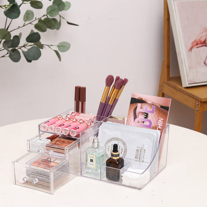 Cq Acrylic Organizador de Maquillaje Transparente 2 Cajones